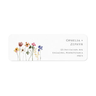 Fleur sauvage coloré Étiquette d'adresse de reto