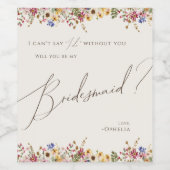 Fleur sauvage coloré | Étiquette de vin beige (Étiquettes simples)