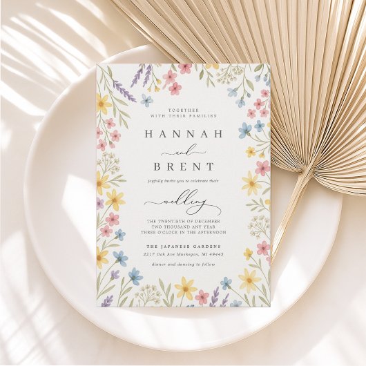 Fleur sauvage coloré Garden Mariage Invitation