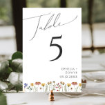Fleur sauvage coloré | Numéro de table<br><div class="desc">Ce fleur sauvage coloré | le numéro de table est parfait pour votre mariage d'été simple et capricieux. Les fleurs aux couleurs rose, jaune, orange et or, qui donnent à ce produit l'impression d'un élégant jardin vintage minimaliste de printemps hippie. Le design moderne est artistique et délicat, représentant une prairie...</div>