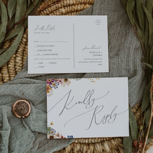Fleur Sauvage Colorée | Carte de Réponse RSVP Choi