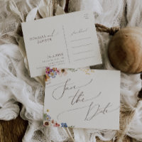 Fleur sauvage colorée | Faire-part de jardin beige