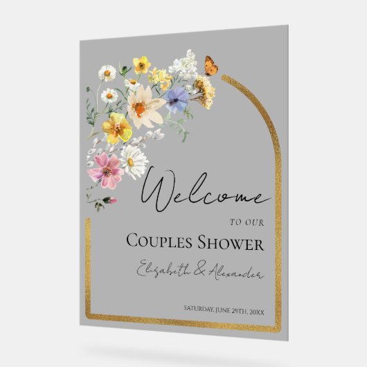 Fleur sauvage Couples Douche Acrylique Affiche de (Angle)