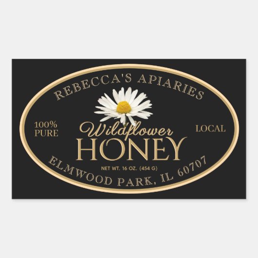 Fleur sauvage Daisy Black Étiquette Gold Bordure (Devant)