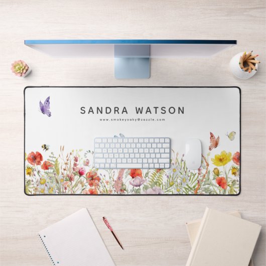 Fleur sauvage d'aquarelle botanique personnalisé (Bureau 1)