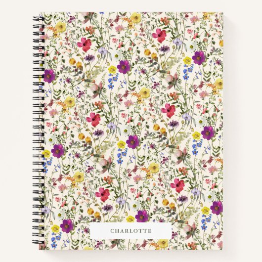Fleur sauvage d'aquarelle Florals Carnet spiral (Devant)