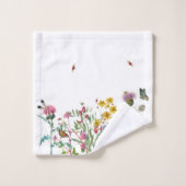 Fleur sauvage d'aquarelle Insectes Floral Spring G (Gant de toilette)