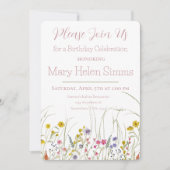 Fleur sauvage d'aquarelle Invitation de fête d'ann (Devant)