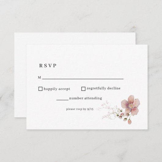 Fleur sauvage d'aquarelle mariage RSVP (Devant / Derrière)