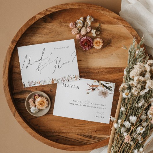 Fleur sauvage d'automne Boho | Carte d'honneur