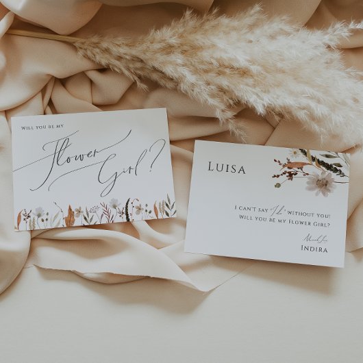 Fleur sauvage d'automne Boho | Carte Flower Girl