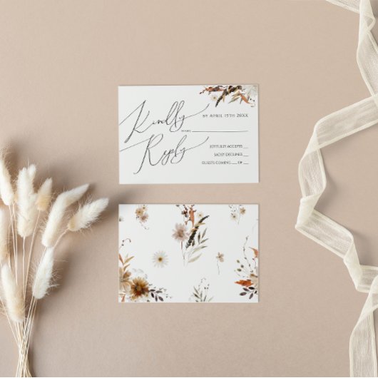 Fleur sauvage d'automne Boho | Carte RSVP