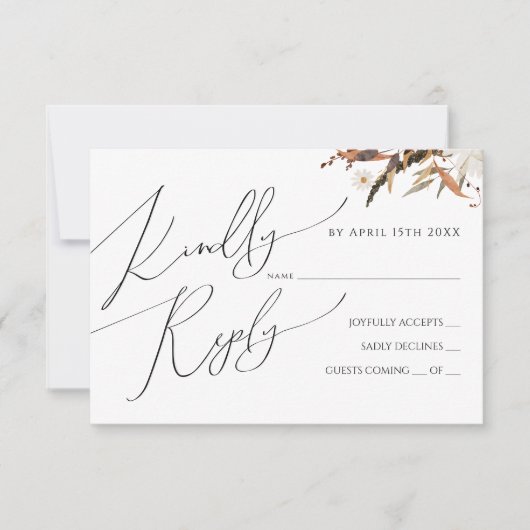 Fleur sauvage d'automne Boho | Carte RSVP (Devant)