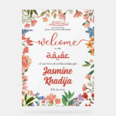 Fleur sauvage de bébé rose Aqiqah Aqeeqa Bienvenue (Recto)