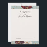 Fleur sauvage de Cuivre Bourgogne | Carte de conse<br><div class="desc">Ce fleur sauvage en cuivre bordeaux | turquoise carte conseil est parfait pour votre classique rouille boho rustique, blanc, marsala mariage. Le design présente une couronne bohème ou un bouquet de fleurs sauvages d'aquarelle moderne violet, rouge, gris et rose vif, ainsi que des oranges brûlées et de la verdure dorée....</div>