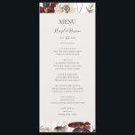 Fleur sauvage de Cuivre Bourgogne | Menu Dîner Mar<br><div class="desc">Ce fleur sauvage en cuivre bordeaux | Le menu du dîner mariage est parfait pour votre classique rouille boho rustique, blanc, réception de mariage marsala. Le design présente une couronne bohème ou un bouquet de fleurs sauvages d'aquarelle moderne violet, rouge, gris et rose vif, ainsi que des oranges brûlées et...</div>