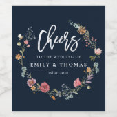 Fleur sauvage de la marine  Mariage Vin Étiquette (Étiquettes simples)