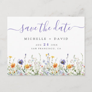 Fleur sauvage de mariage Enregistrer la date Carte