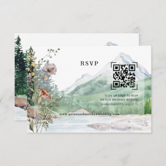 Fleur sauvage de montagne | QR Code Mariage RSVP (Devant / Derrière)