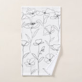 Fleur sauvage de pavot noir et blanc minimal flora (Serviette à main)
