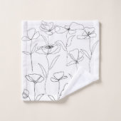 Fleur sauvage de pavot noir et blanc minimal flora (Gant de toilette)