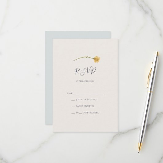Fleur sauvage de printemps | Carte RSVP bleu clair (Devant/Arrière en situation)