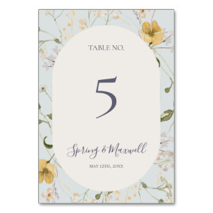 Fleur sauvage de printemps Numéro de table bleu