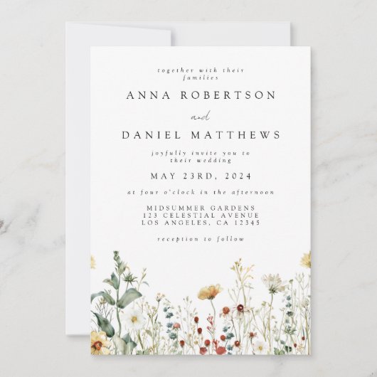 Fleur sauvage d'été Champ QR Code Faire-part de ma (Devant)