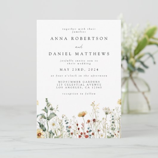 Fleur sauvage d'été Champ QR Code Faire-part de ma (Debout devant)