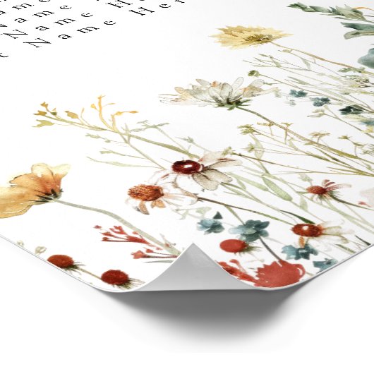 Fleur sauvage d'été - Tableau de siège du Mariage (Coin)