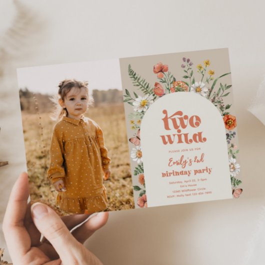 Fleur sauvage Deuxième anniversaire Invitation pho