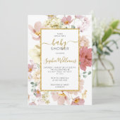Fleur sauvage douce Baby shower Floral Invitation (Debout devant)
