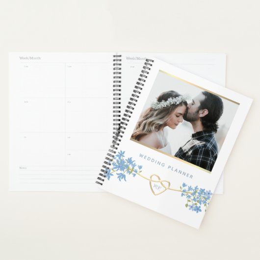 Fleur sauvage Dusty Wedding planner bleu (Devant avec enveloppe)
