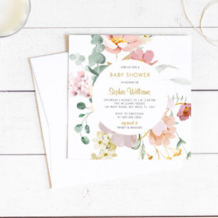 Fleur sauvage Elegant Baby shower Invitation