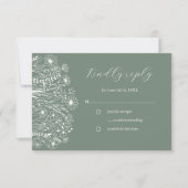 Fleur sauvage Elegant Boho Sage Green Wedding RSVP (Devant)