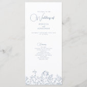 Fleur sauvage Elegant Dusty Blue Wedding Programme (Devant)