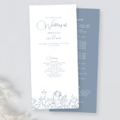 Fleur sauvage Elegant Dusty Blue Wedding Programme