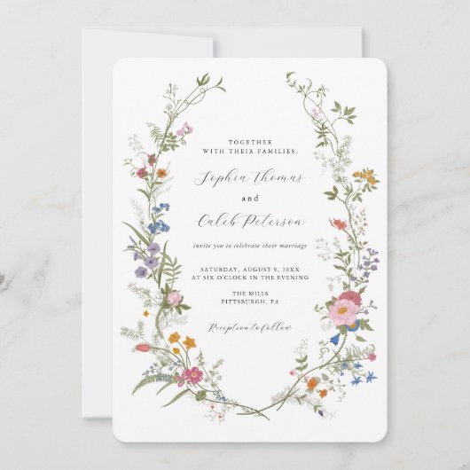 Fleur sauvage Elegant Vintage Wedding Invitation (Devant)