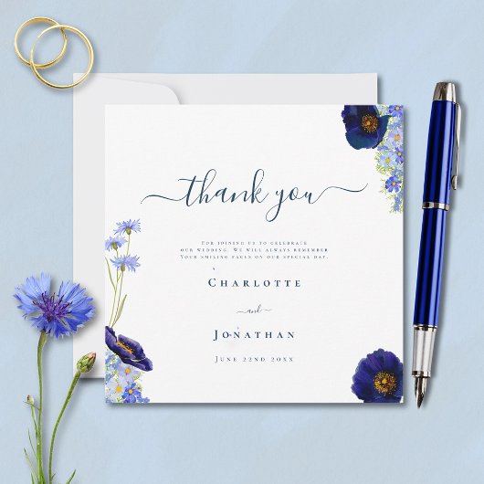 Fleur Sauvage Élégante Bleue Merci