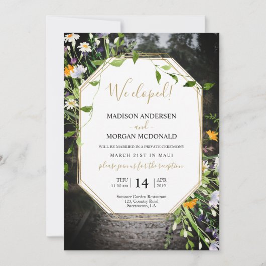 Fleur sauvage Elopement réception Photo invitation (Devant)