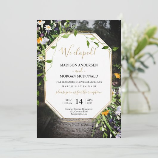 Fleur sauvage Elopement réception Photo invitation (Debout devant)