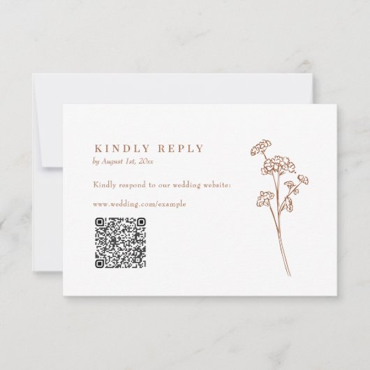 Fleur sauvage en terre cuite QR Code mariage RSVP (Devant)