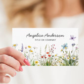 Fleur sauvage et papillons carte de visite