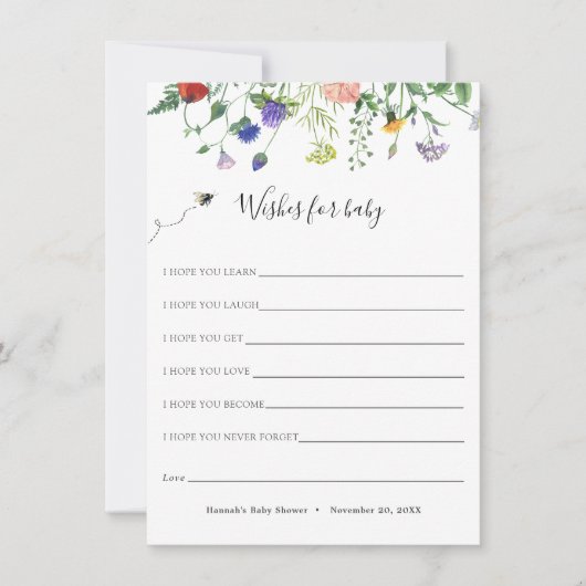 Fleur sauvage et souhait d'abeilles pour la carte  (Devant)