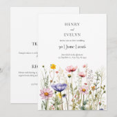 Fleur sauvage Faire-part de mariage Boho Floral Mo (Devant / Derrière)