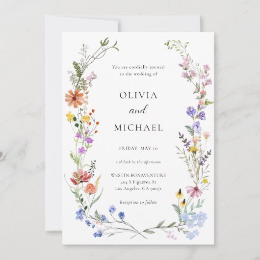 Fleur sauvage Faire-part de mariage Boho Floral Mo (Devant)