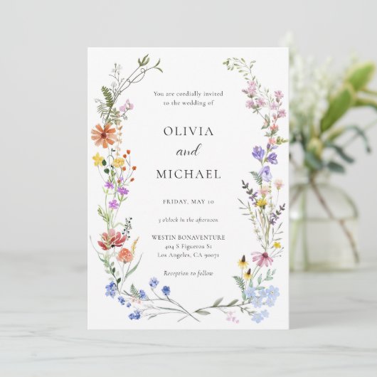 Fleur sauvage Faire-part de mariage Boho Floral Mo (Debout devant)