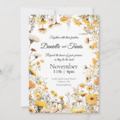 fleur sauvage faire-part de mariage jaune (Devant)