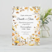 fleur sauvage faire-part de mariage jaune (Debout devant)