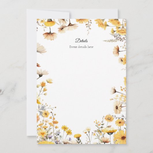 fleur sauvage faire-part de mariage jaune (Dos)